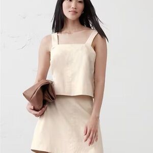Banana Republic Cream Square Neck Crop Top and Mini Skirt Set
